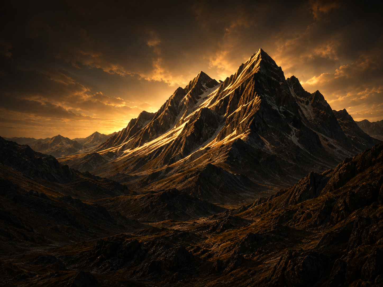 Golden mountain landscape